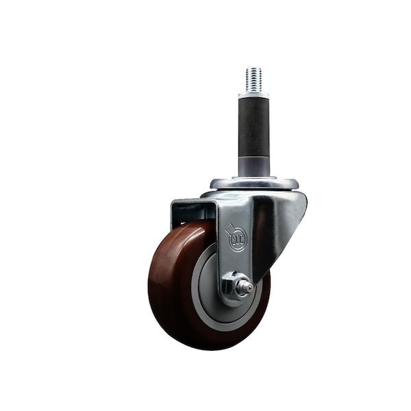 3'' Maroon Poly Wheel Swivel 1'' Expanding Stem Caster